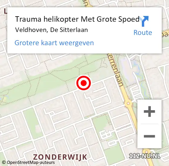 Locatie op kaart van de 112 melding: Trauma helikopter Met Grote Spoed Naar Veldhoven, De Sitterlaan op 7 november 2024 15:19