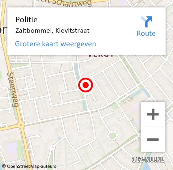 Locatie op kaart van de 112 melding: Politie Zaltbommel, Kievitstraat op 7 november 2024 15:22