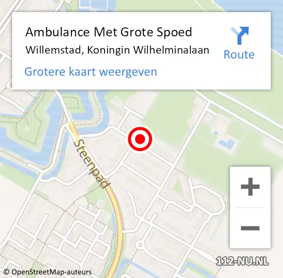 Locatie op kaart van de 112 melding: Ambulance Met Grote Spoed Naar Willemstad, Koningin Wilhelminalaan op 7 november 2024 15:22