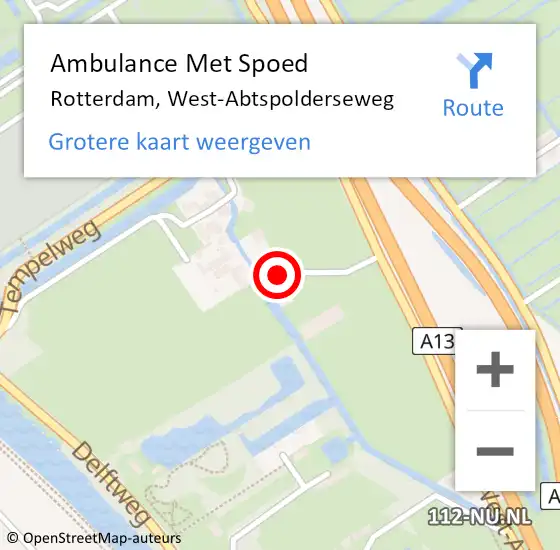 Locatie op kaart van de 112 melding: Ambulance Met Spoed Naar Rotterdam, West-Abtspolderseweg op 7 november 2024 15:30