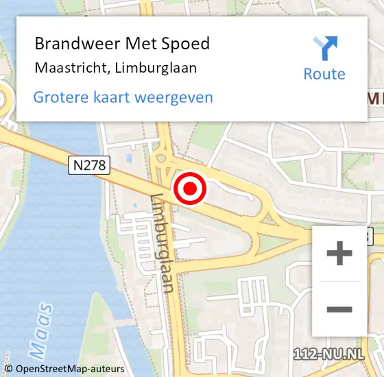 Locatie op kaart van de 112 melding: Brandweer Met Spoed Naar Maastricht, Limburglaan op 7 november 2024 15:36