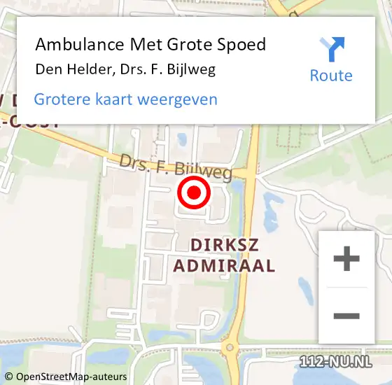 Locatie op kaart van de 112 melding: Ambulance Met Grote Spoed Naar Den Helder, Drs. F. Bijlweg op 7 november 2024 15:54