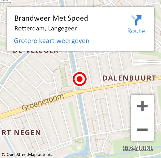 Locatie op kaart van de 112 melding: Brandweer Met Spoed Naar Rotterdam, Langegeer op 7 november 2024 16:54