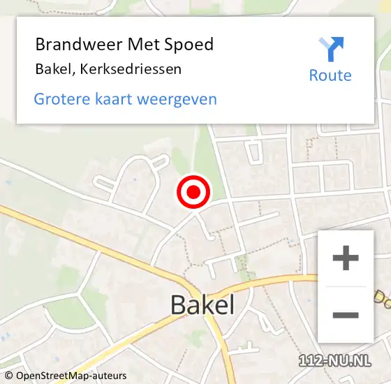 Locatie op kaart van de 112 melding: Brandweer Met Spoed Naar Bakel, Kerksedriessen op 7 november 2024 16:55