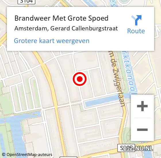 Locatie op kaart van de 112 melding: Brandweer Met Grote Spoed Naar Amsterdam, Gerard Callenburgstraat op 7 november 2024 17:06