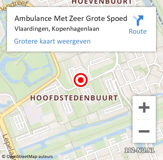 Locatie op kaart van de 112 melding: Ambulance Met Zeer Grote Spoed Naar Vlaardingen, Kopenhagenlaan op 7 november 2024 17:07