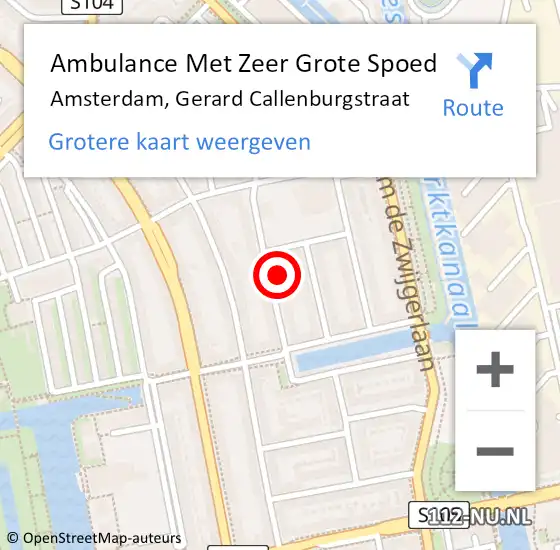 Locatie op kaart van de 112 melding: Ambulance Met Zeer Grote Spoed Naar Amsterdam, Gerard Callenburgstraat op 7 november 2024 17:07