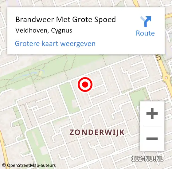 Locatie op kaart van de 112 melding: Brandweer Met Grote Spoed Naar Veldhoven, Cygnus op 7 november 2024 17:16