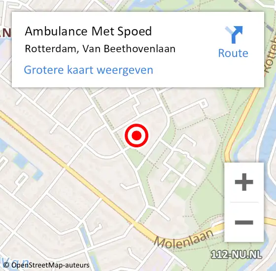 Locatie op kaart van de 112 melding: Ambulance Met Spoed Naar Rotterdam, Van Beethovenlaan op 7 november 2024 17:18