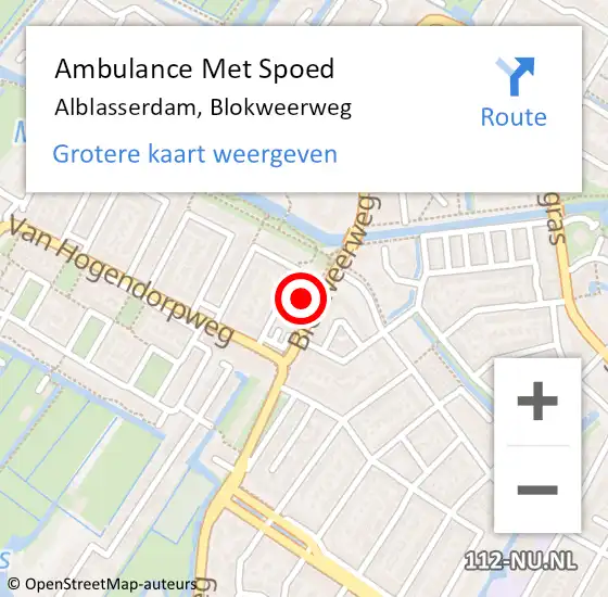 Locatie op kaart van de 112 melding: Ambulance Met Spoed Naar Alblasserdam, Blokweerweg op 7 november 2024 17:22