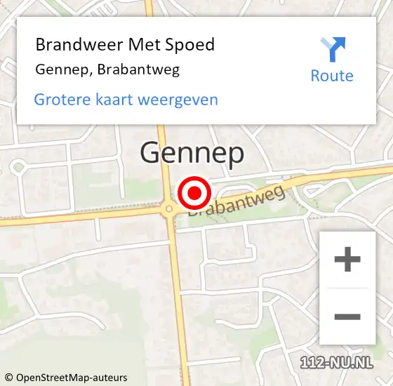 Locatie op kaart van de 112 melding: Brandweer Met Spoed Naar Gennep, Brabantweg op 7 november 2024 17:34