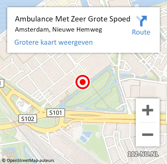 Locatie op kaart van de 112 melding: Ambulance Met Zeer Grote Spoed Naar Amsterdam, Nieuwe Hemweg op 7 november 2024 17:35