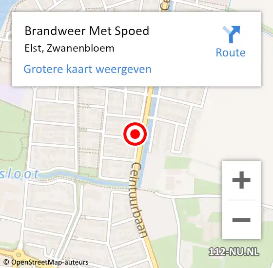 Locatie op kaart van de 112 melding: Brandweer Met Spoed Naar Elst, Zwanenbloem op 7 november 2024 18:12