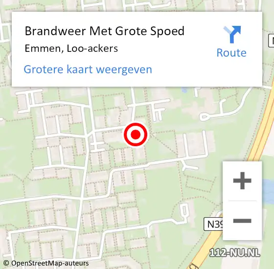 Locatie op kaart van de 112 melding: Brandweer Met Grote Spoed Naar Emmen, Loo-ackers op 7 november 2024 18:29