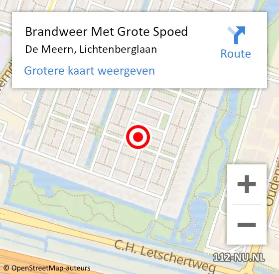 Locatie op kaart van de 112 melding: Brandweer Met Grote Spoed Naar De Meern, Lichtenberglaan op 7 november 2024 18:30