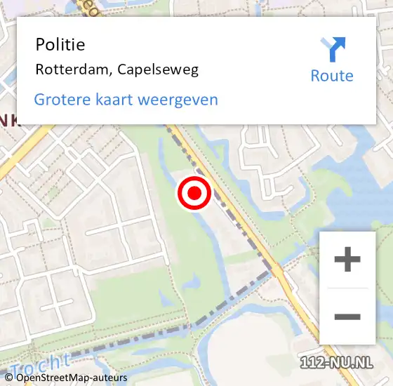 Locatie op kaart van de 112 melding: Politie Rotterdam, Capelseweg op 7 november 2024 18:31