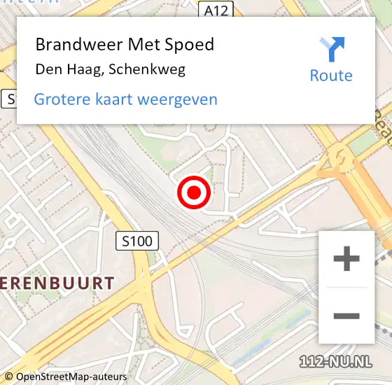 Locatie op kaart van de 112 melding: Brandweer Met Spoed Naar Den Haag, Schenkweg op 7 november 2024 18:32