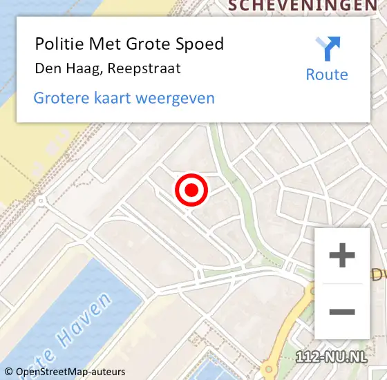 Locatie op kaart van de 112 melding: Politie Met Grote Spoed Naar Den Haag, Reepstraat op 7 november 2024 18:36