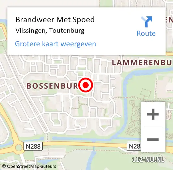 Locatie op kaart van de 112 melding: Brandweer Met Spoed Naar Vlissingen, Toutenburg op 7 november 2024 18:56