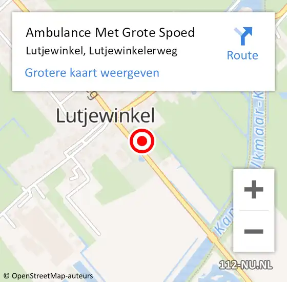 Locatie op kaart van de 112 melding: Ambulance Met Grote Spoed Naar Lutjewinkel, Lutjewinkelerweg op 7 november 2024 18:59