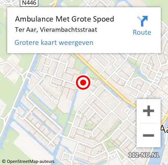 Locatie op kaart van de 112 melding: Ambulance Met Grote Spoed Naar Ter Aar, Vierambachtsstraat op 26 oktober 2014 07:31