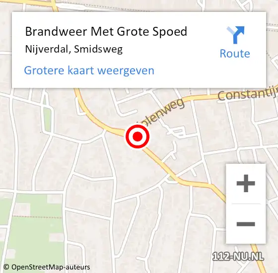 Locatie op kaart van de 112 melding: Brandweer Met Grote Spoed Naar Nijverdal, Smidsweg op 7 november 2024 19:12