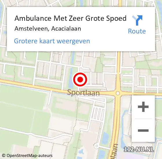 Locatie op kaart van de 112 melding: Ambulance Met Zeer Grote Spoed Naar Amstelveen, Acacialaan op 7 november 2024 19:21