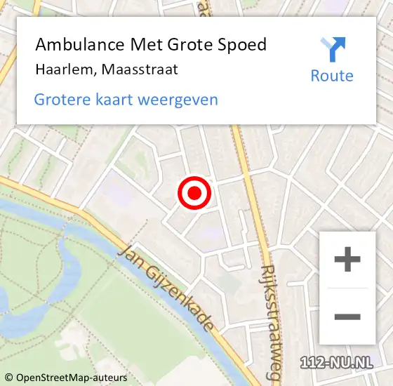 Locatie op kaart van de 112 melding: Ambulance Met Grote Spoed Naar Haarlem, Maasstraat op 7 november 2024 19:27