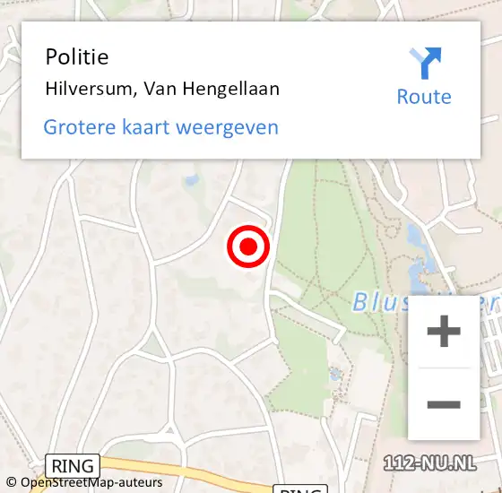 Locatie op kaart van de 112 melding: Politie Hilversum, Van Hengellaan op 7 november 2024 19:35