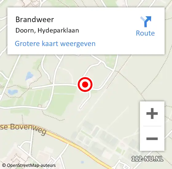 Locatie op kaart van de 112 melding: Brandweer Doorn, Hydeparklaan op 7 november 2024 19:36