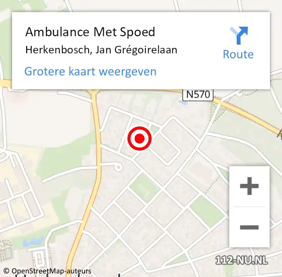 Locatie op kaart van de 112 melding: Ambulance Met Spoed Naar Herkenbosch, Jan Grégoirelaan op 7 november 2024 19:39