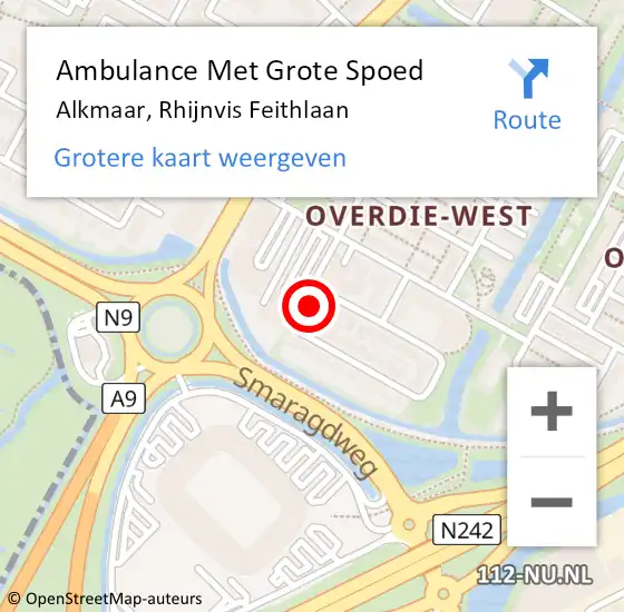 Locatie op kaart van de 112 melding: Ambulance Met Grote Spoed Naar Alkmaar, Rhijnvis Feithlaan op 7 november 2024 19:55