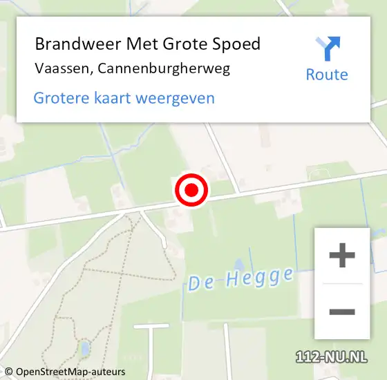 Locatie op kaart van de 112 melding: Brandweer Met Grote Spoed Naar Vaassen, Cannenburgherweg op 7 november 2024 19:55