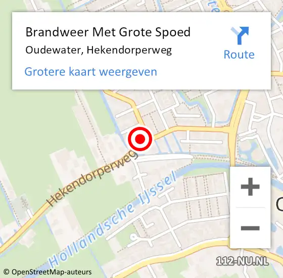 Locatie op kaart van de 112 melding: Brandweer Met Grote Spoed Naar Oudewater, Hekendorperweg op 7 november 2024 19:56