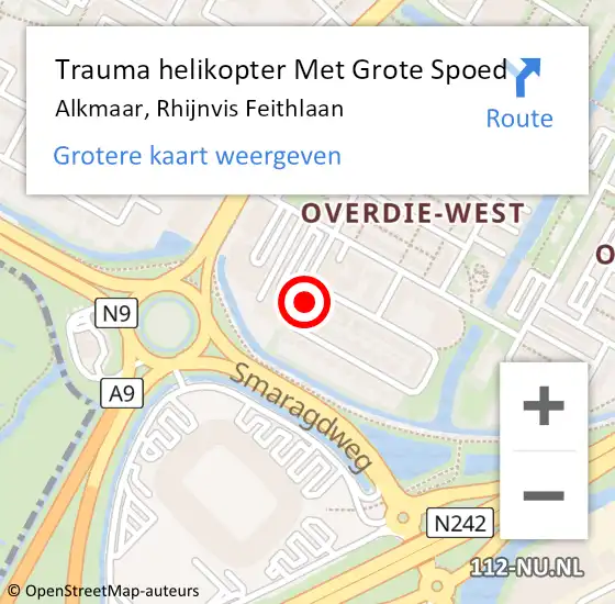 Locatie op kaart van de 112 melding: Trauma helikopter Met Grote Spoed Naar Alkmaar, Rhijnvis Feithlaan op 7 november 2024 19:57