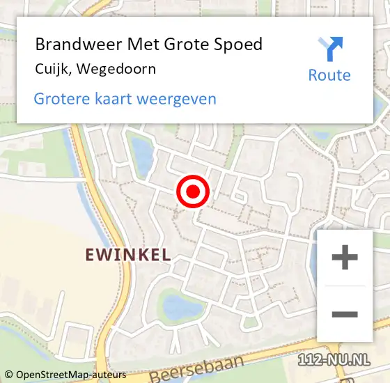 Locatie op kaart van de 112 melding: Brandweer Met Grote Spoed Naar Cuijk, Wegedoorn op 7 november 2024 19:58