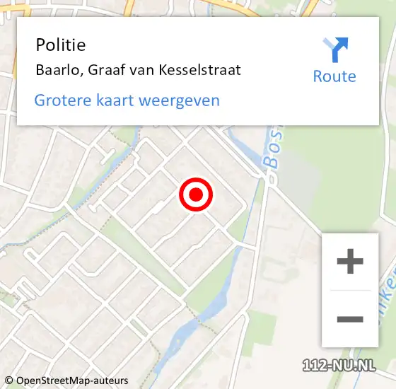 Locatie op kaart van de 112 melding: Politie Baarlo, Graaf van Kesselstraat op 7 november 2024 20:00