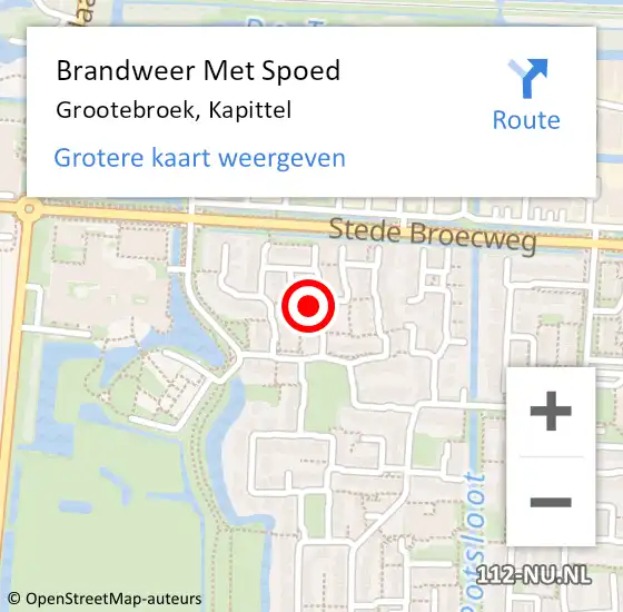 Locatie op kaart van de 112 melding: Brandweer Met Spoed Naar Grootebroek, Kapittel op 7 november 2024 20:06