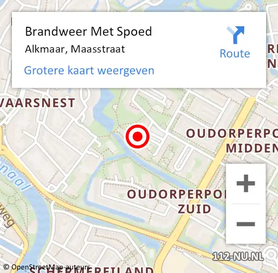 Locatie op kaart van de 112 melding: Brandweer Met Spoed Naar Alkmaar, Maasstraat op 7 november 2024 20:09