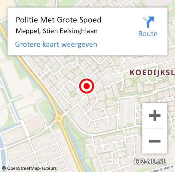 Locatie op kaart van de 112 melding: Politie Met Grote Spoed Naar Meppel, Stien Eelsinghlaan op 7 november 2024 20:12