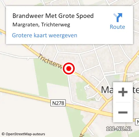 Locatie op kaart van de 112 melding: Brandweer Met Grote Spoed Naar Margraten, Trichterweg op 7 november 2024 20:21