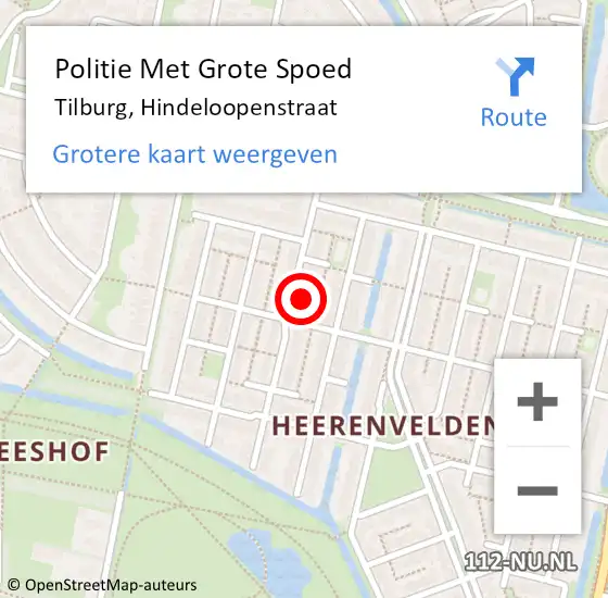 Locatie op kaart van de 112 melding: Politie Met Grote Spoed Naar Tilburg, Hindeloopenstraat op 7 november 2024 20:27