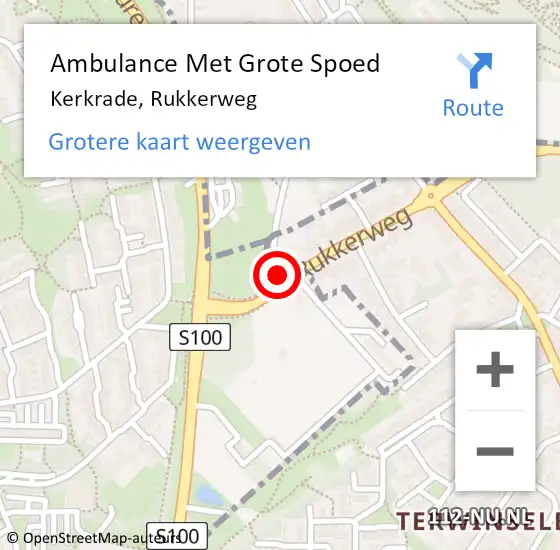 Locatie op kaart van de 112 melding: Ambulance Met Grote Spoed Naar Kerkrade, Rukkerweg op 26 oktober 2014 07:45