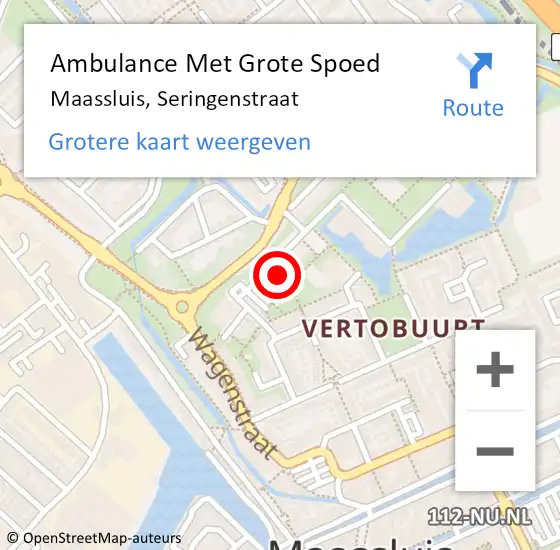 Locatie op kaart van de 112 melding: Ambulance Met Grote Spoed Naar Maassluis, Seringenstraat op 7 november 2024 20:58