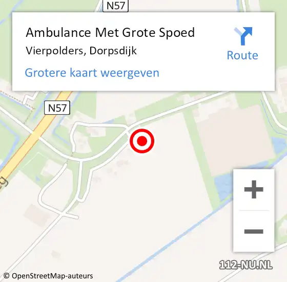 Locatie op kaart van de 112 melding: Ambulance Met Grote Spoed Naar Vierpolders, Dorpsdijk op 7 november 2024 21:01