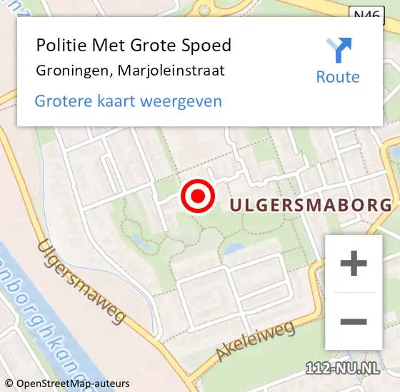 Locatie op kaart van de 112 melding: Politie Met Grote Spoed Naar Groningen, Marjoleinstraat op 7 november 2024 21:03