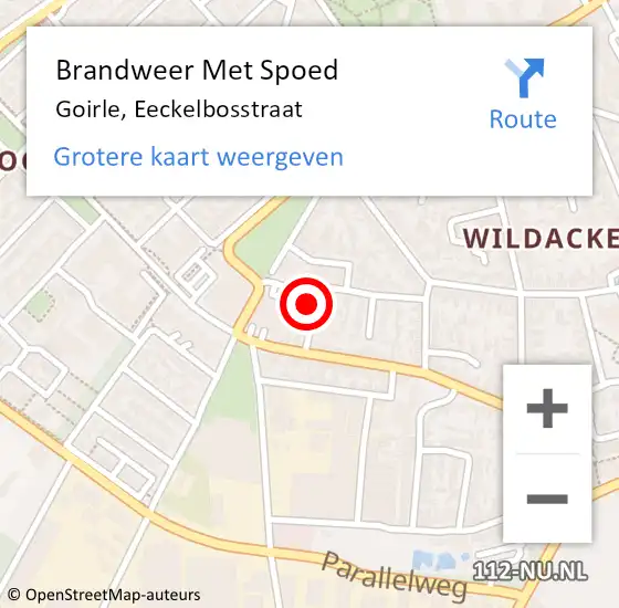 Locatie op kaart van de 112 melding: Brandweer Met Spoed Naar Goirle, Eeckelbosstraat op 7 november 2024 21:16