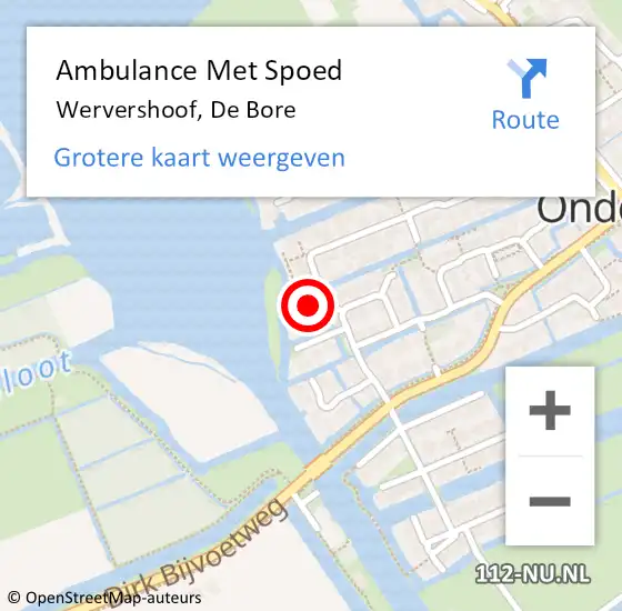 Locatie op kaart van de 112 melding: Ambulance Met Spoed Naar Wervershoof, De Bore op 7 november 2024 21:56