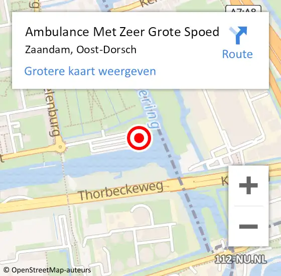 Locatie op kaart van de 112 melding: Ambulance Met Zeer Grote Spoed Naar Zaandam, Oost-Dorsch op 7 november 2024 22:13