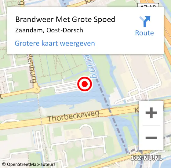 Locatie op kaart van de 112 melding: Brandweer Met Grote Spoed Naar Zaandam, Oost-Dorsch op 7 november 2024 22:14